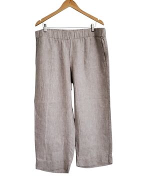 Pure Jill Casual Linen Pants in Light Taupe Large
